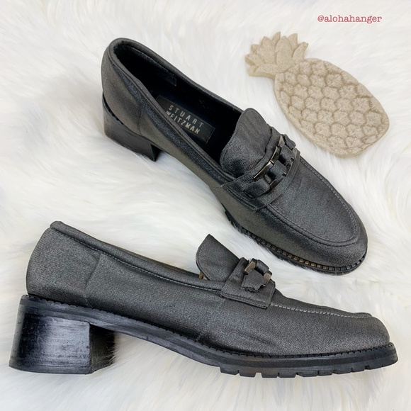 Stuart Weitzman Vintage Gray Slip On Heel Loafers! - Picture 8 of 8